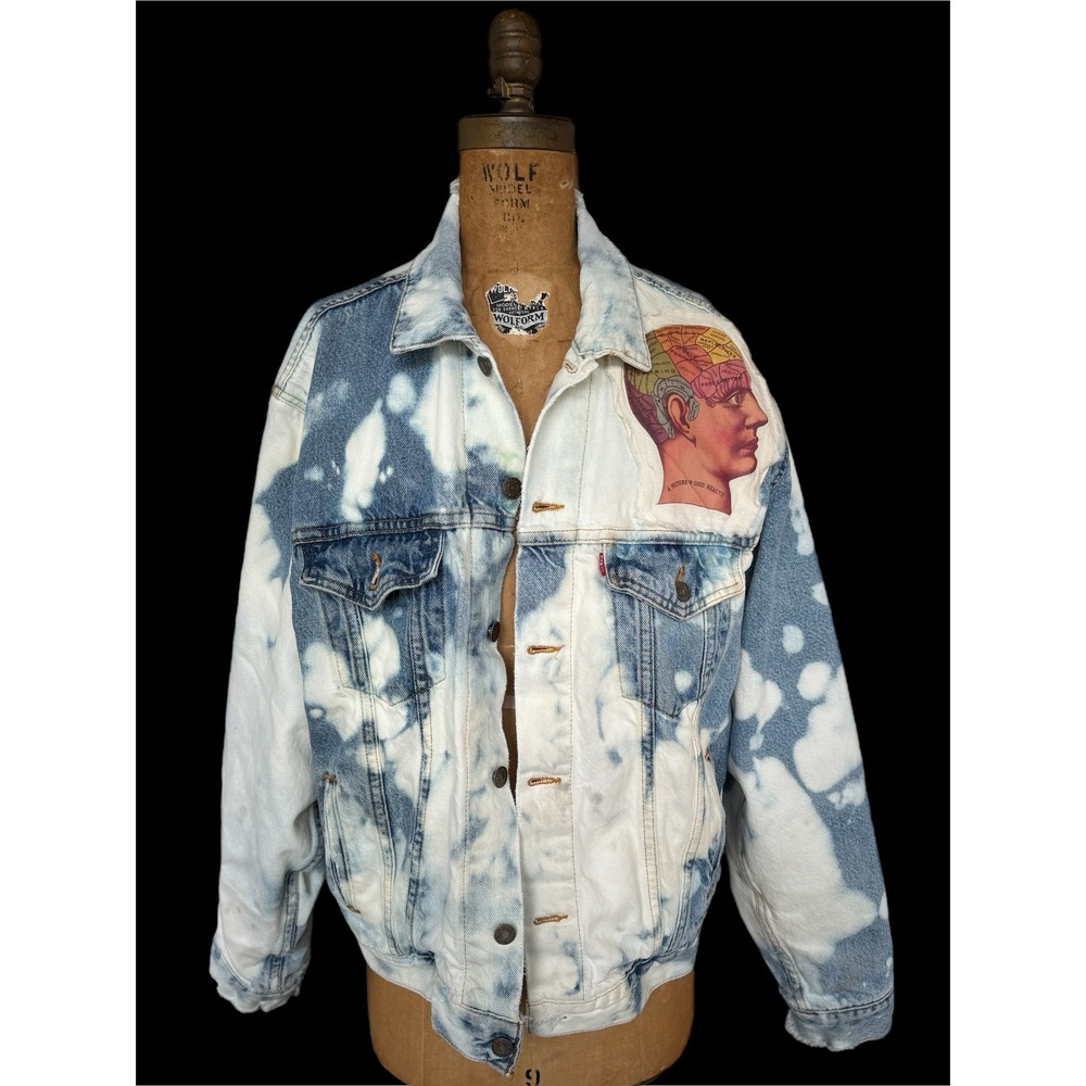 Bleached‎ Denim Jacket Vintage Marijuana Propaganda Patch Men's M